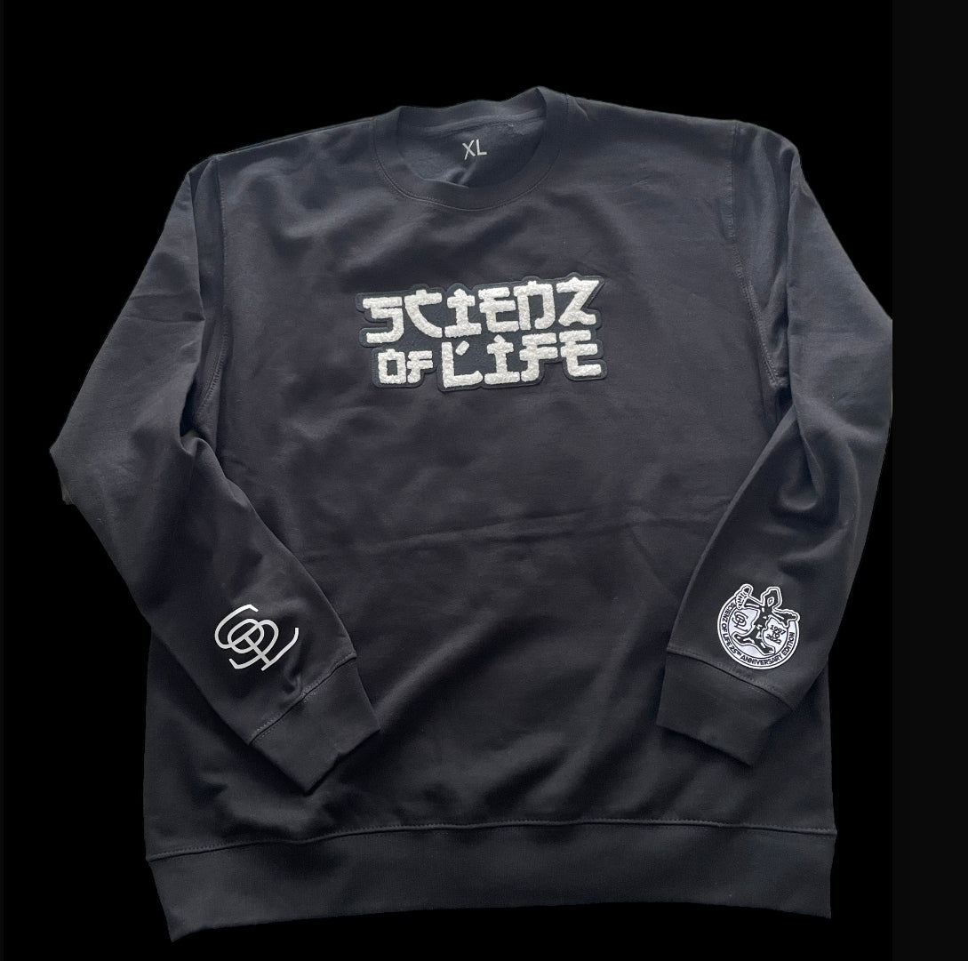 Scienz Of Life Spell Out Crewneck Sweatshirt w/ Chenille Embroidery